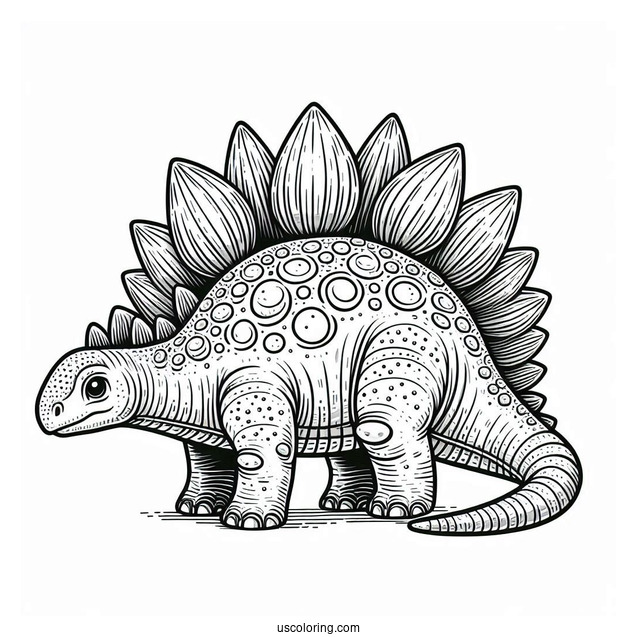Stegosaurus Coloring Page With Detailed Skin And Dermal Plates