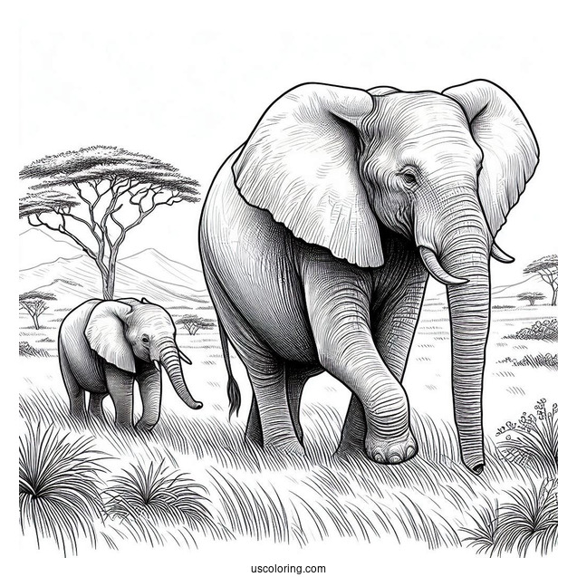 Adult Elephant Walking In African Safari