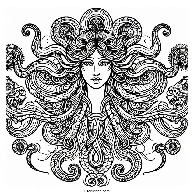 Intricate Medusa Coloring Page Mandala