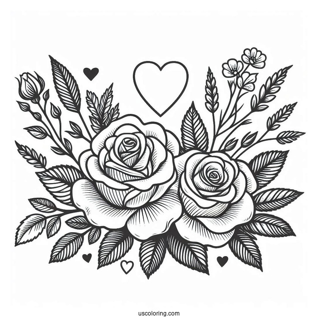 Two Roses With a Love Heart