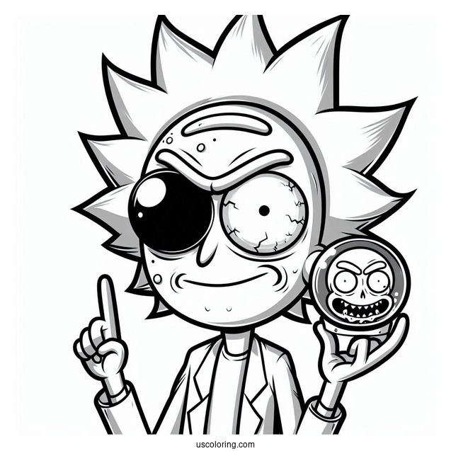 Rick and Morty Coloring Page Of Evil Morty with Eye Patch For Kids