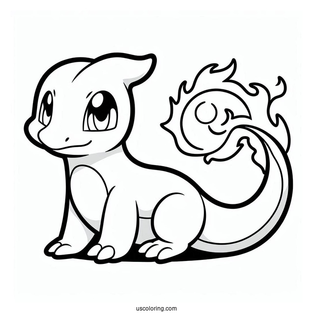 Simple Charmeleon Outline Coloring In For Preschoolers