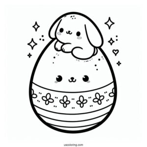 Cartoon Easter Egg With Tiny Bunny On Top