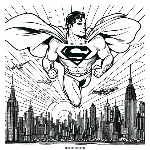 Superman Flying Through City Skyline