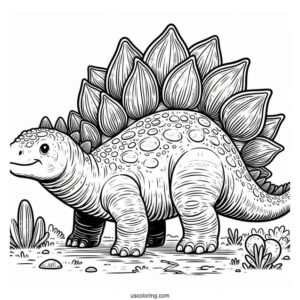 Large Stegosaurus Coloring Page Walking