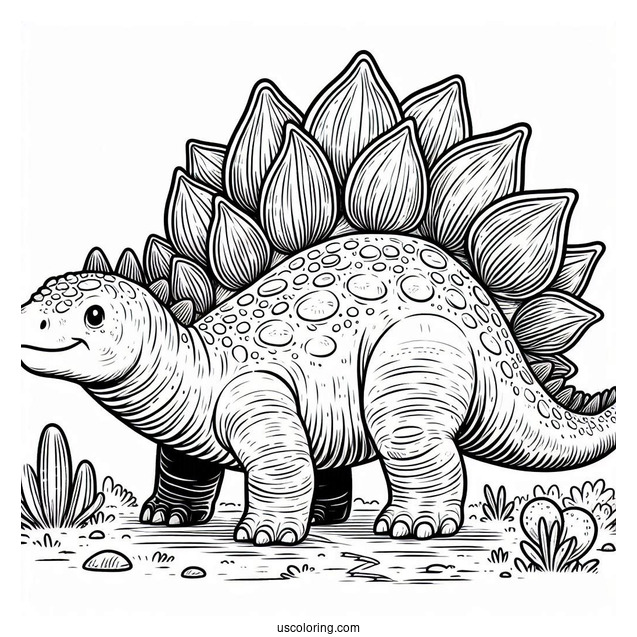 Large Stegosaurus Coloring Page Walking