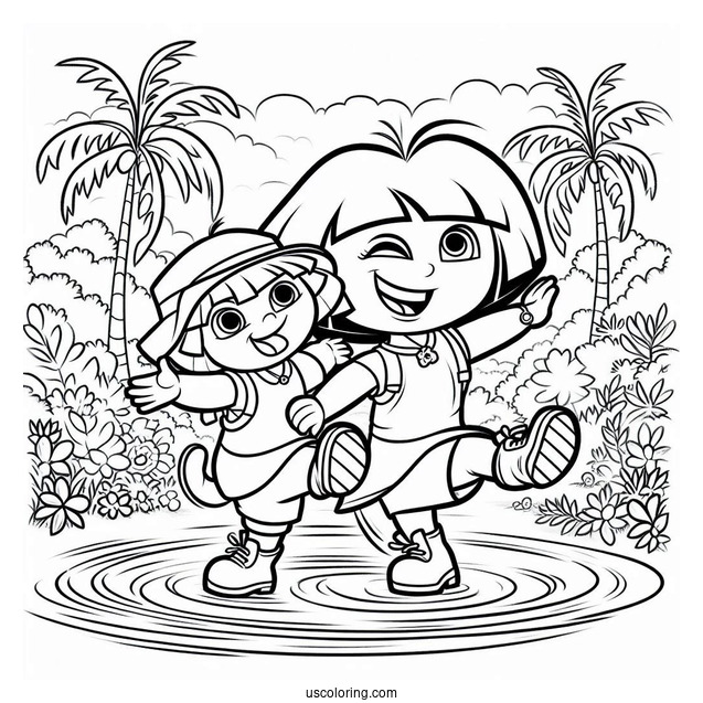 Dora And Boots Dancing On a Path