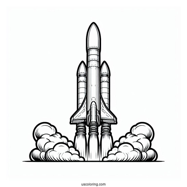 Coloring Page Of SpaceX Falcon Rocket Booster