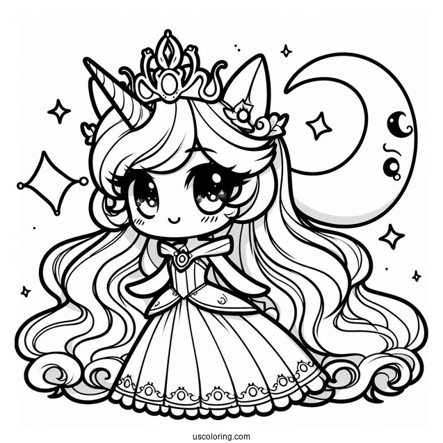 Kawaii Chibi Princess Luna Coloring Page For Preschoolers