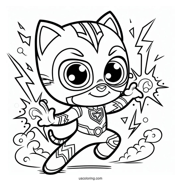 PJ Masks Coloring Page Of Catboy Using Lightning Powers