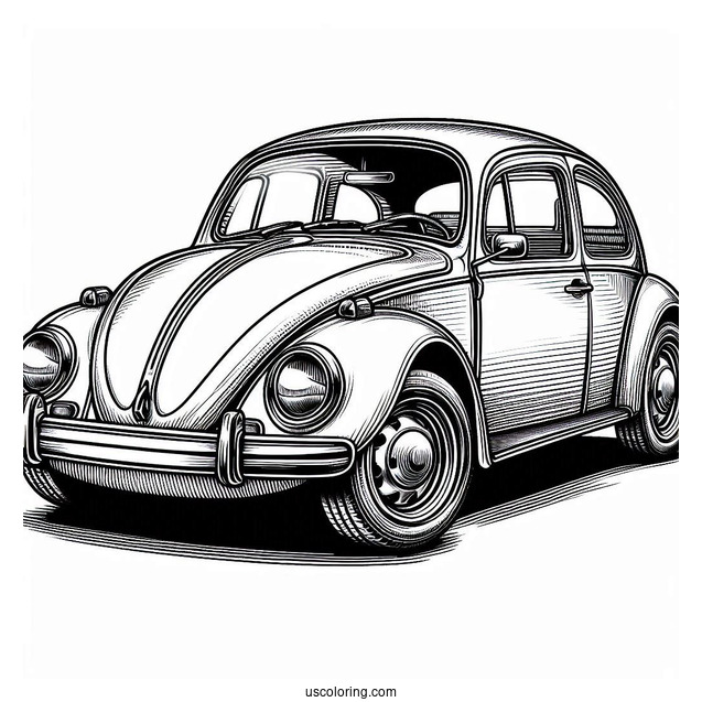 Detailed Volkswagen Beetle Coloring Sheet