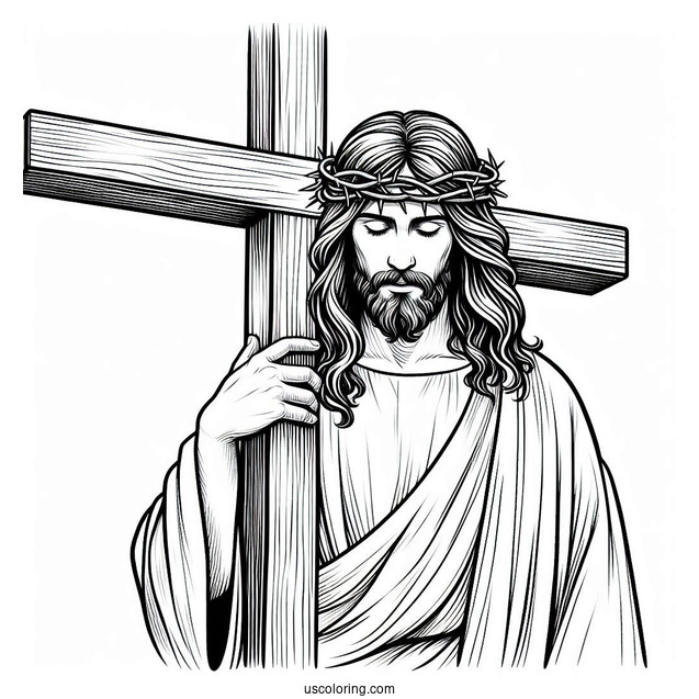 Jesus On Cross Coloring Page