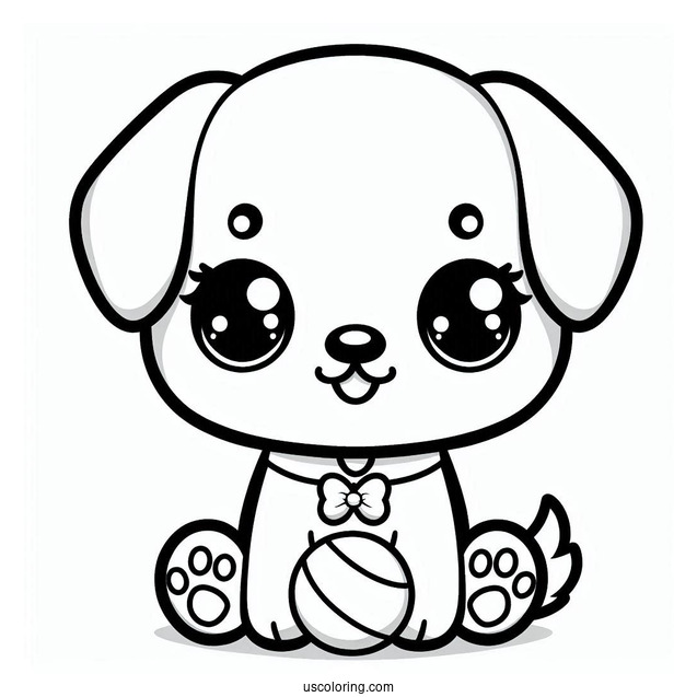 Chibi Puppy Coloring Page For Kids