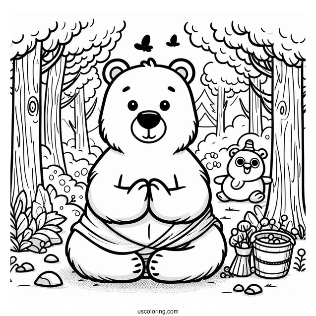 Bear Coloring Page Of Yogi With Boo Boo In The Forest