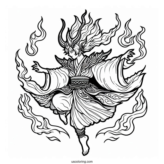 Tanjiro Coloring Page Dance Of The Fire God Technique