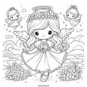 Precious Moments Coloring Page Angels Painting For Kids