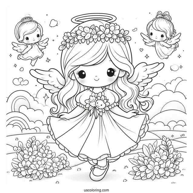 Precious Moments Coloring Page Angels Painting For Kids