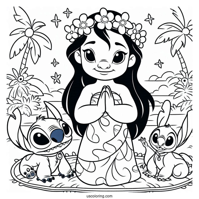 Lilo & Stitch Coloring Page Of Simple Nani Pelekai For Kids