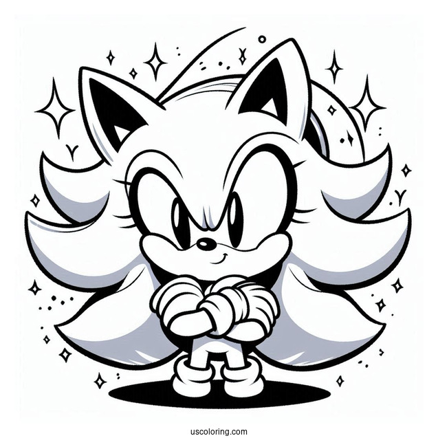 Furry Super Sonic Coloring Page With Arms Crossed