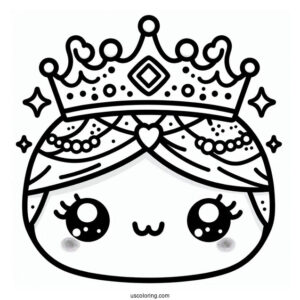Kawaii Crown Coloring Page For Kids