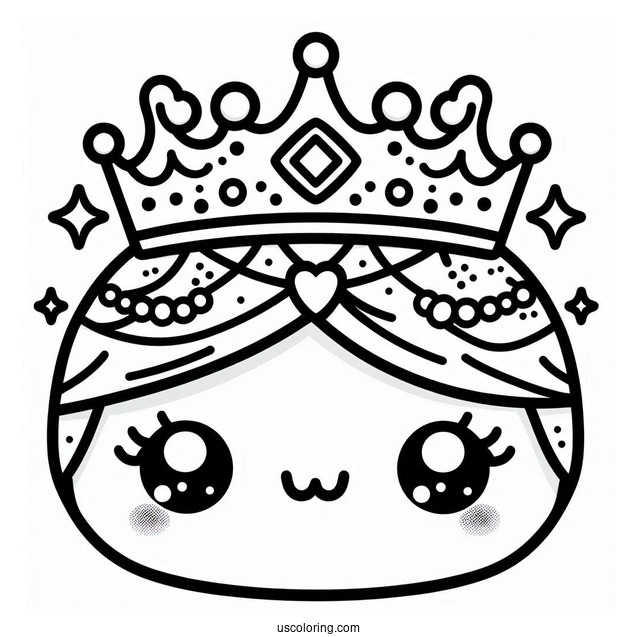 Kawaii Crown Coloring Page For Kids