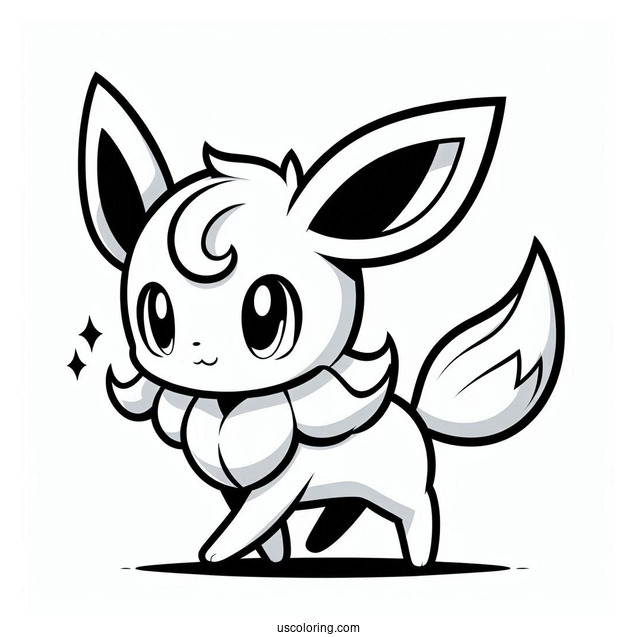 Chibi Walking Sylveon Coloring Page For Preschoolers