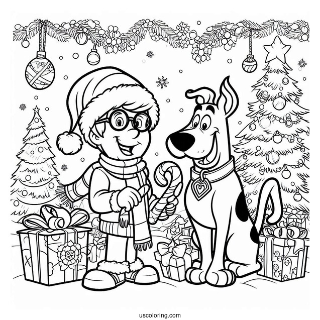 Coloring Page Of Christmas Themed Scooby-Doo