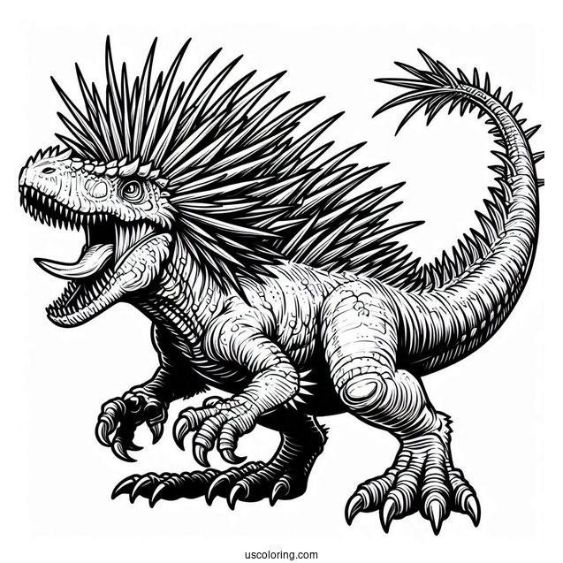 Spiky Yutyrannus Growling Coloring Page