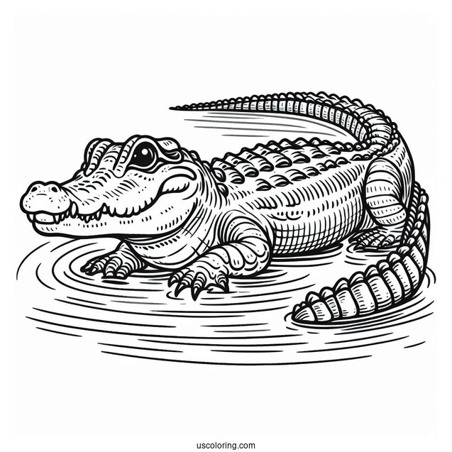 Simple Outline Of a Freshwater Crocodile To Color