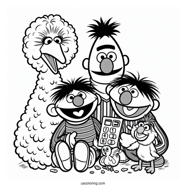 Bert, Elmo, Big Bird, Zoe, Ernie, And Count von Count