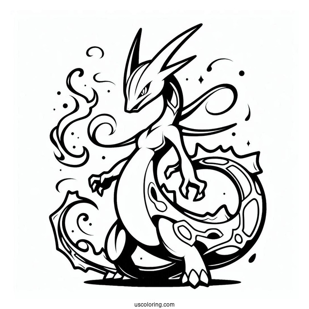 Rayquaza Coloring Page Charizard Mix