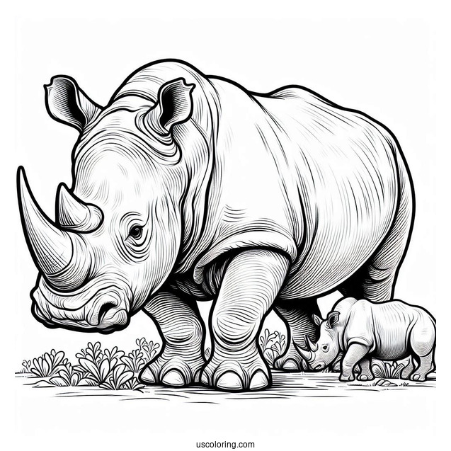Adult Rhino Coloring Sheet