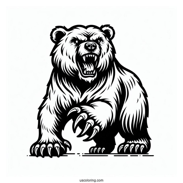 Bear Coloring Page With Sharp Teeth And Claws