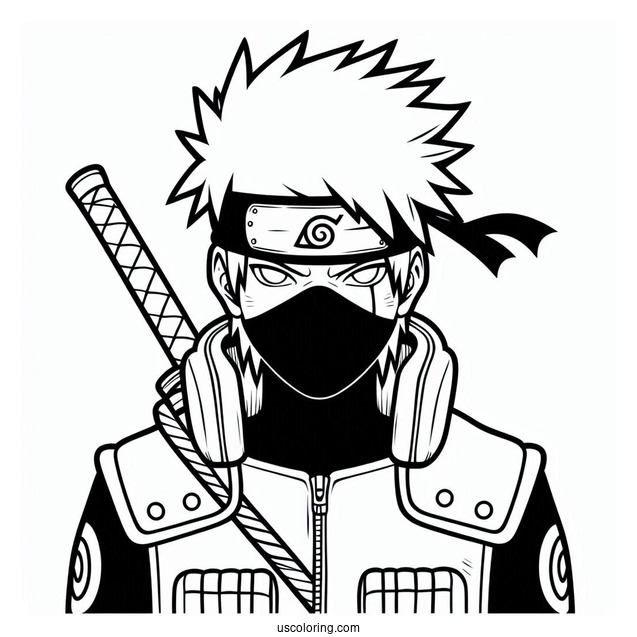 Easy Kakashi Coloring Page And Naruto Outline For Kids