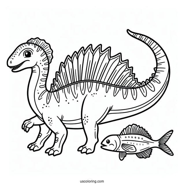 Easy Spinosaurus Coloring Page Outline For Preschoolers