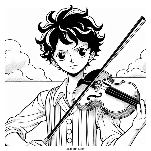 One Piece Coloring Page Of Brook Playing Violin