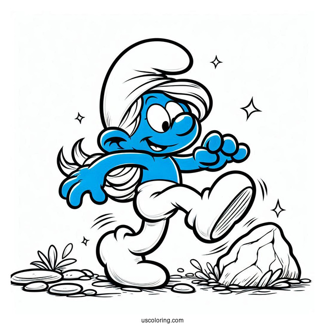Clumsy Smurf Tripping On Rock