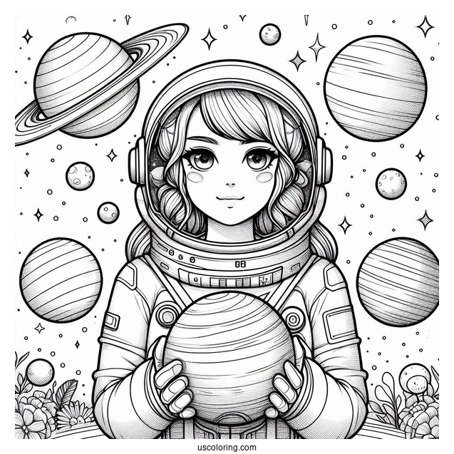 Astronaut Holding Planets In The Solar System_