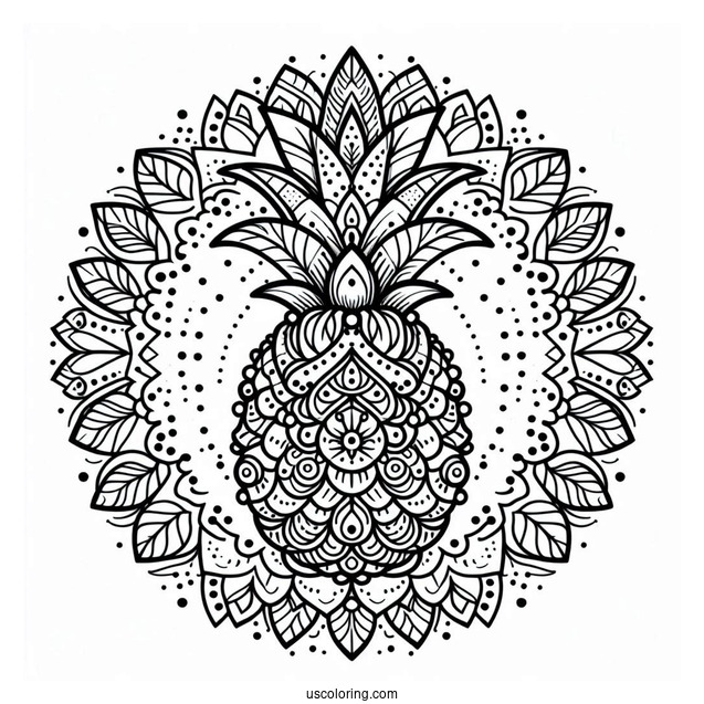 Elegant Pineapple Coloring Page Mandala Design For Adults