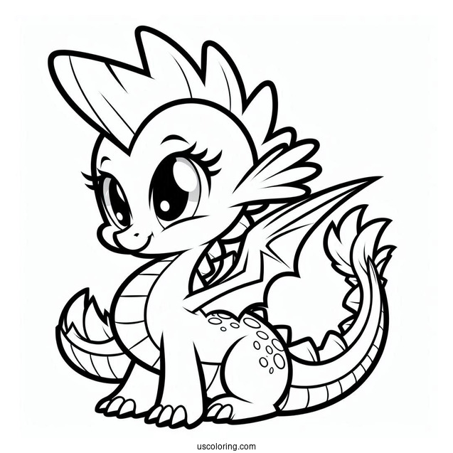 Coloring Sheet of Spike the Dragon for Preschoolers