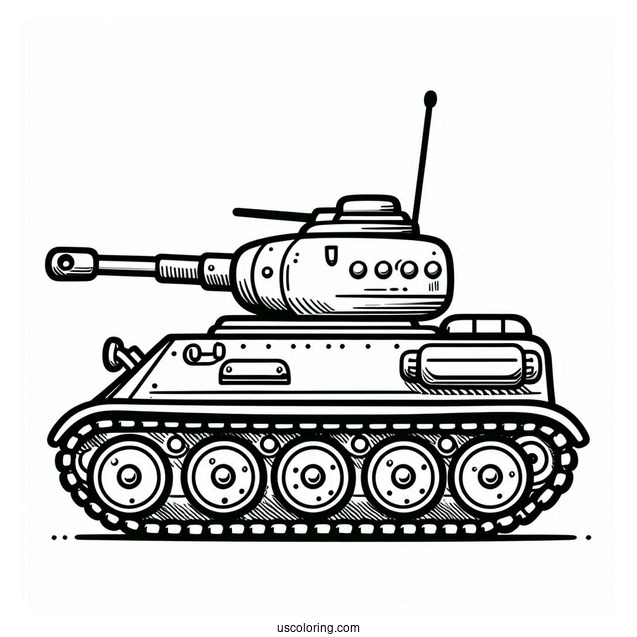 Easy Military Tank Outline for Preschoolers
