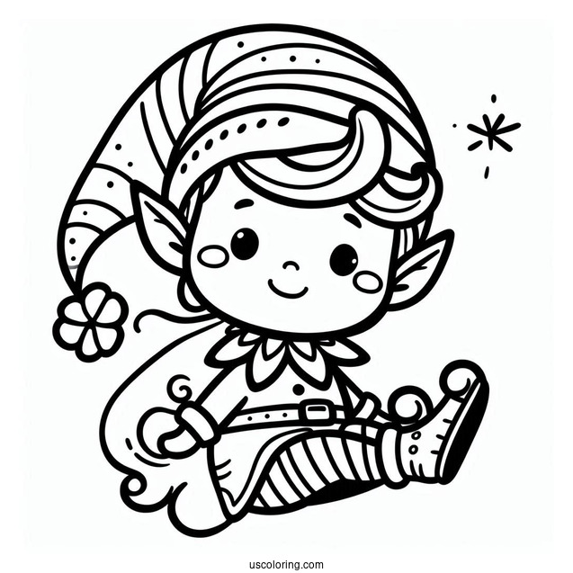Simple Outline Of a Christmas Elf For Preschoolers