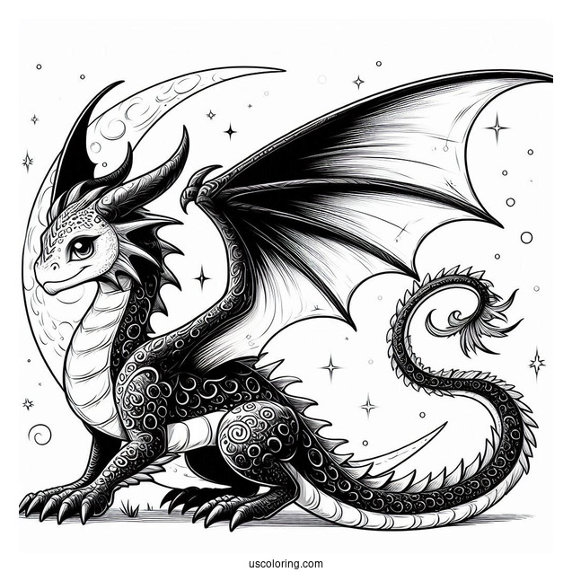 Night Fury With Long Tail And Wings Out