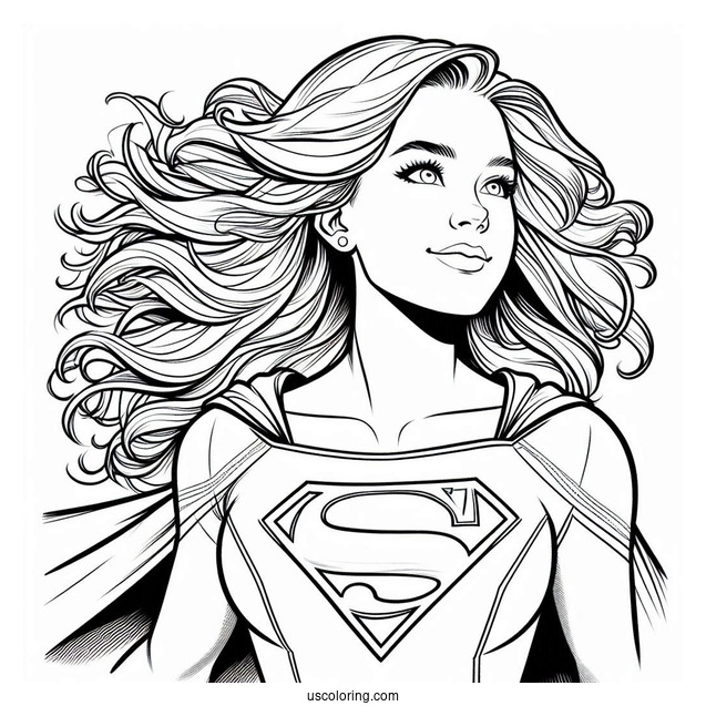 Kara Zor El Turning Into Supergirl Coloring Page