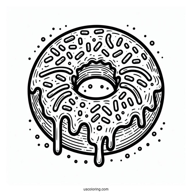 Simple Outline Of Glazed Donut With Sprinkles