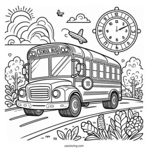 Easy School Bus Coloring Page For Kids