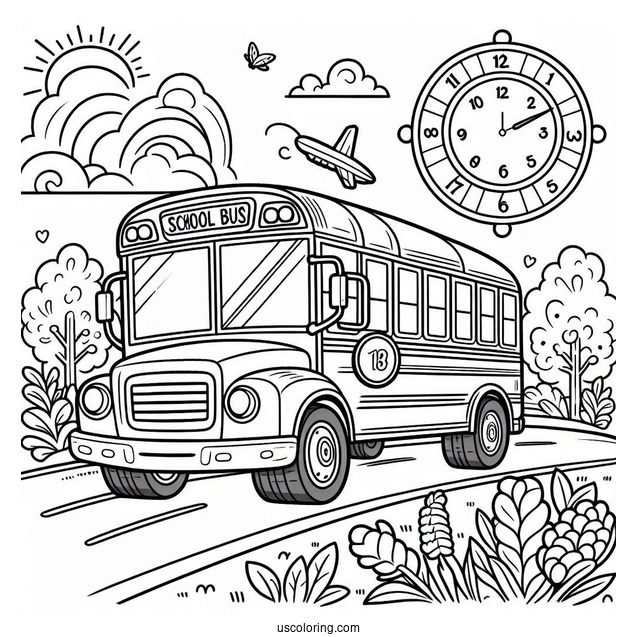 Easy School Bus Coloring Page For Kids
