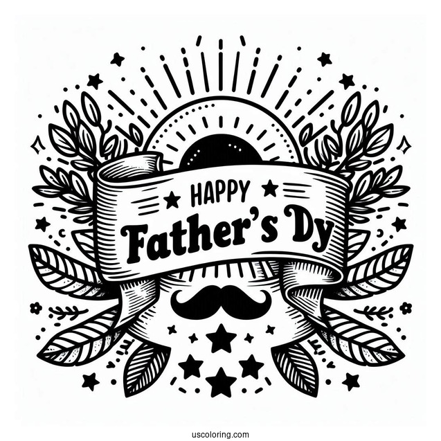 Happy Father's Day Coloring Page Of Banner