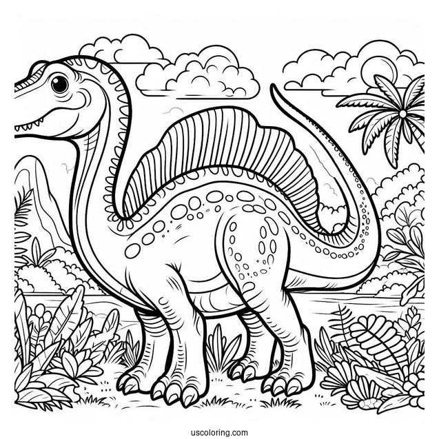 Easy Spinosaurus Coloring Page Outline For Preschoolers