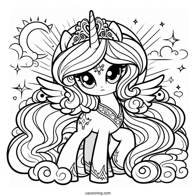 Chibi Princess Celestia Coloring Page For Kids